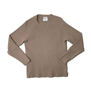 Figs Sweater Mens M Medium Fitted Beige Ribbed Knit Raglan Long Sleeve Crew Neck